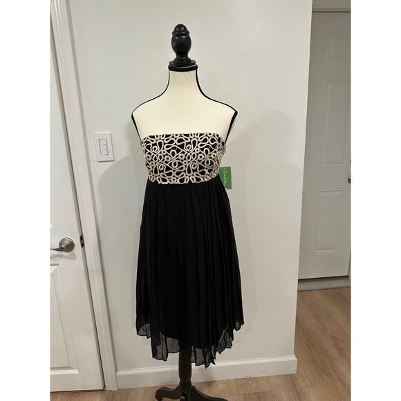 Lilly Pulitzer Jillie Silk Strapless Dress Black Gold Chiffon Size 8, NWT - Picture 1 of 4